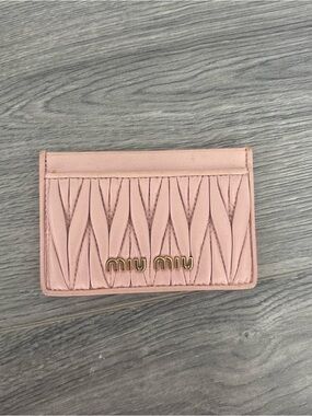 Miu Miu Pink Matelassé Leather Card Holder